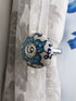 TURQUOISE FLOWER PRINT CURTAIN TIE BACKS HOOK - (SET OF TWO PIECES)